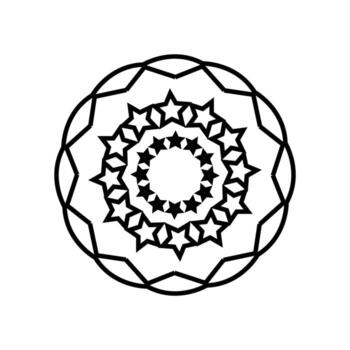 Intricate circular starburst mandala design with geometric outer layer and inner star pattern vector
