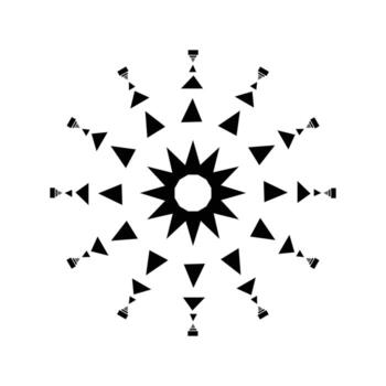 intrincado negro geométrico rayos de sol mandala diseño con repitiendo triángulo patrones vector