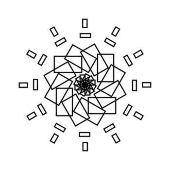 Intricate geometric radial starburst pattern with rectangular embellishments vector
