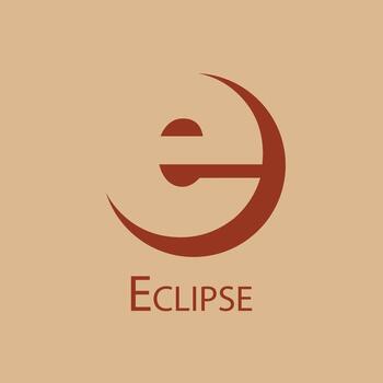 Eclipse Brand Logo with Initial E and Red Brick Lunar Eclipse Design vector