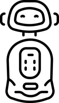An outline style icon depicting robot assistant vector
