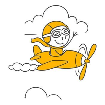 Pilot Enjoying The Adventure While Speeding Through The Clouds, Savoring The Freedom And Success They Achieved. vector