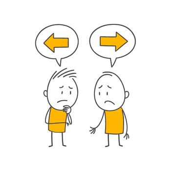 The Anxiety Experienced by Two Employees Due to Conflicting Opinions The Dilemma of Finding a Solution and Deciding on a Common Direction. vector