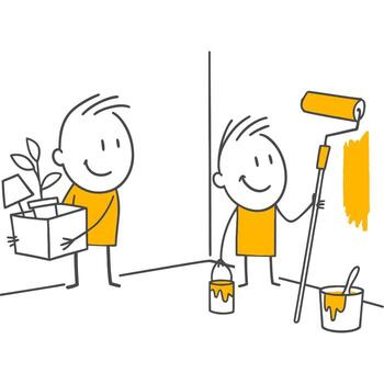 The Process of Changing Location and Renewing Personal Space Settling in with Boxes and Revitalizing the Room with New Colors. vector