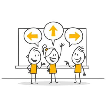 A Dynamic Group Of Employees Gathered In A Meeting Room Trying To Form Consensus On Different Strategic Directions. vector