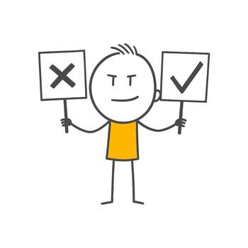 The Dilemma of an Employee Undecided Between Right and Wrong Evaluating Alternatives During a Crucial Decision-Making Phase. vector