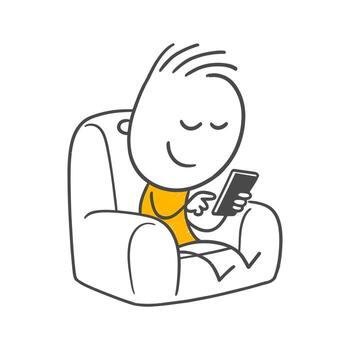 An Individual Spending Time on the Phone While Relaxing in a Comfortable Chair The Theme of Social Media and Connectivity in the Modern World. vector