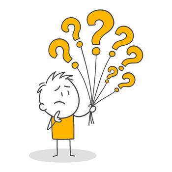 An Employee Grappling With Multiple Question Marks In Their Mind And Thinking Deeply Before A Critical Decision. vector