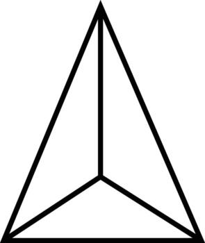 sencillo negro geométrico estructura metálica de un Tres dimensional pirámide forma en un blanco antecedentes vector