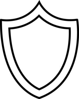 Simple outline of a classic shield shape with double border isolated on white background vector