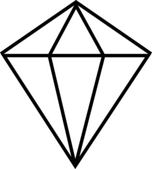 Geometric outline of a diamond gemstone with sharp facets and clean lines icon vector