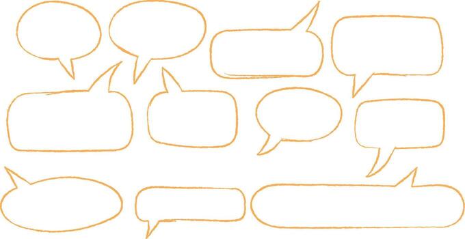 colección de blanco vacío habla burbujas y pensamiento nubes en varios formas y tamaños en un ligero antecedentes vector