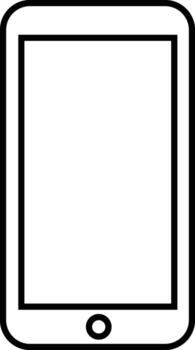 Simple outline icon of a modern smartphone with a blank screen and home button vector