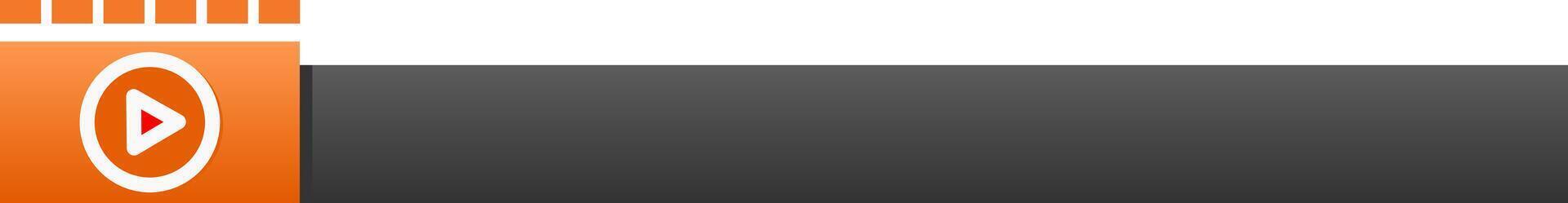 Orange play button footer banner with gradient background vector
