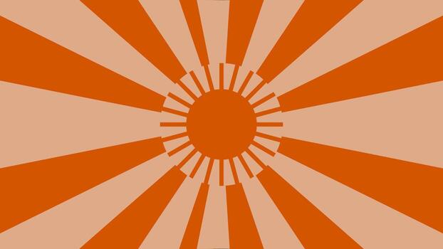 A geometric orange and beige background featuring a circular center surrounded by radiating sunburst rays, creating a bright and energetic visual effect. vector