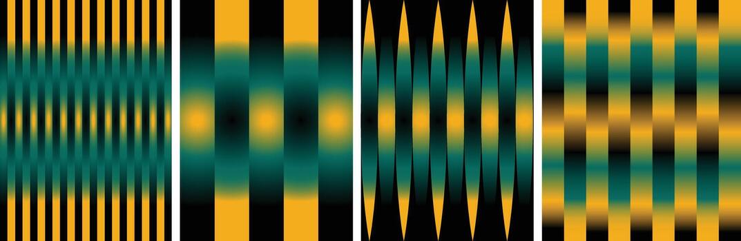 Abstract vertical wavy lines and geometric patterns in vibrant yellow green and blue hues vector