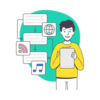 Man App Dev Professional Developing Software Application for Mobile Device Illustration vector