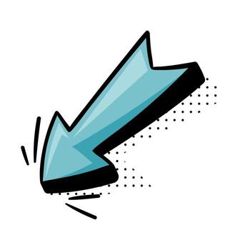 Blue Straight Arrow with Pointed End and Dots Doodle Style Element vector