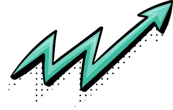 Curved Blue Arrow with Pointed End and Dots Doodle Style Element vector