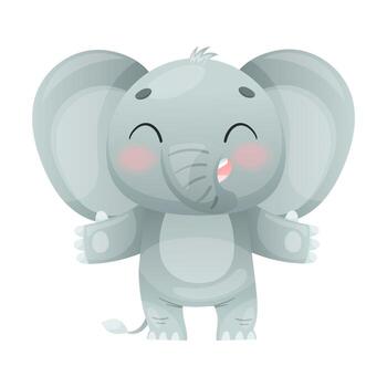 A cartoon elephant with its trunk open vector