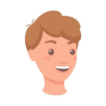 Man Head Showing Happy Face Expression and Emotion Laughing Half-turned Illustration vector