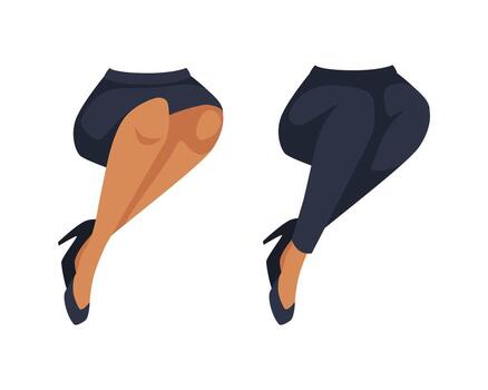 Two legs in high heels, one with a high heel and one with a low heel vector