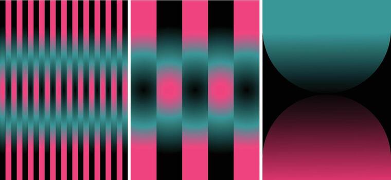 Geometric patterns in pink and teal vector