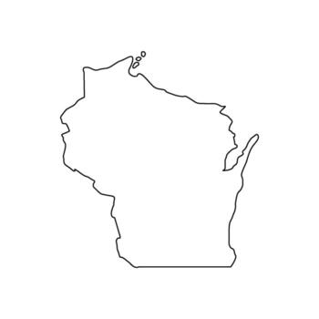 Clean and minimalist outline map of Wisconsin state for geographic and educational presentations, perfect for scalable graphics and versatile design projects vector