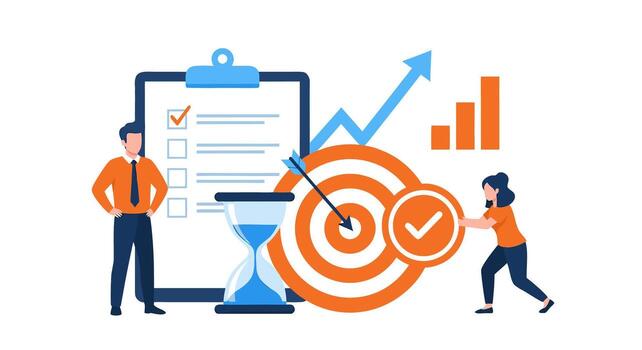 negocio proyecto planificación y ejecución con objetivo logro y hora administración vector