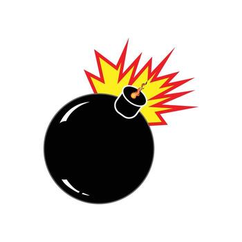 Cartoon bomb icon with fuse and spark. on white background. vector