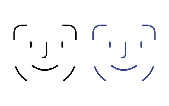 Face identification emblem. Digital face scan authorization symbols depicted against a white backdrop. Image in format. vector