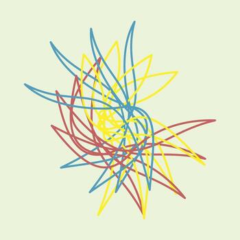 resumen vistoso línea Arte con superposición rojo, amarillo, y azul curvo formas formando un dinámica y artístico geométrico modelo en un ligero fondo, simbolizando creatividad y movimiento. vector