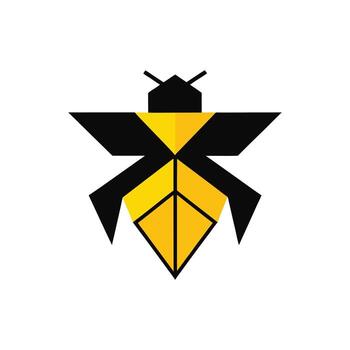 geométrico resumen abeja icono diseño con amarillo y negro colores en un blanco antecedentes vector