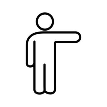 Man pointing icon line illustration showing direction, presentation, or introduction symbol. vector