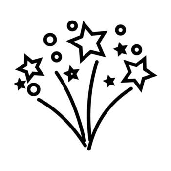 Exploding Fireworks Outline Icon. Festive Celebration Symbol for Parties, New Year, and Event Graphics. vector