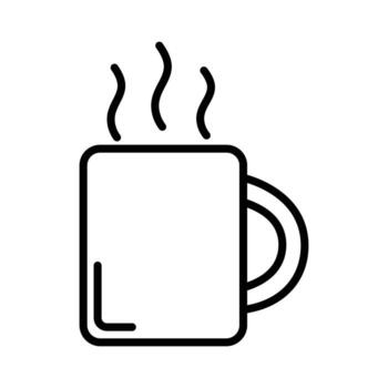 Steaming Coffee Mug Line Icon - Hot Beverage Symbol for Cafe Menus and Breakfast UI Elements. vector