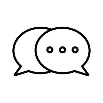 Chat bubble icon outline with three dots symbolizing online conversation, dialogue, and messaging interface graphic. vector