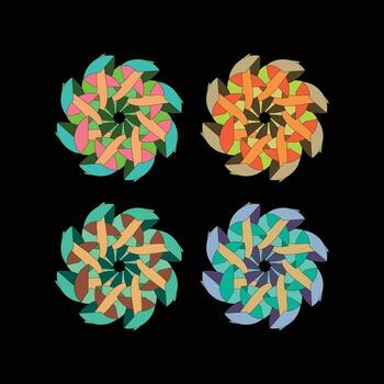 Abstract Geometric Swirl Patterns in Warm and Cool Tones for Contemporary Art and Design vector