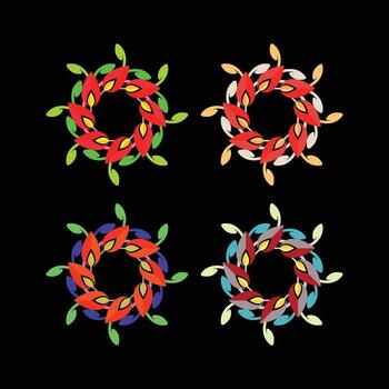 Nature-Inspired Symmetrical Circular Patterns with Leaf Motifs for Elegant and Organic Designs vector