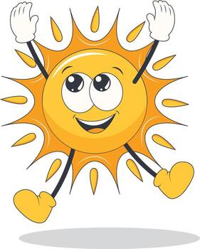 Sun Groovy with Cheerful Expression. vector