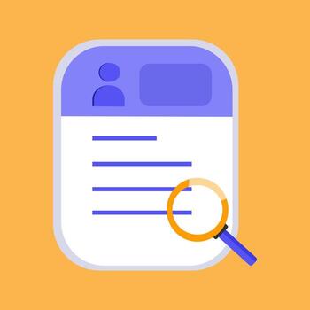 plano ilustración de un digital formar con un aumentador vaso, simbolizando registro o documento revisar. plano icono ilustración vector