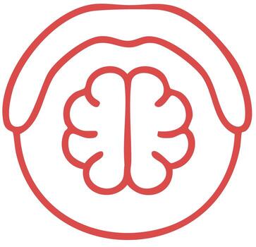 brain outline inside circular frame minimalist icon vector