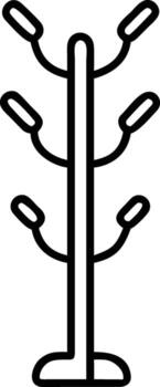 Black coat rack outline with rounded hooks stand hanger vector