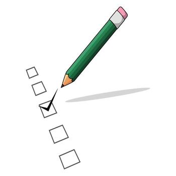 Pencil Marking Checklist Illustration of a Green Pencil Checking a Box on a List vector