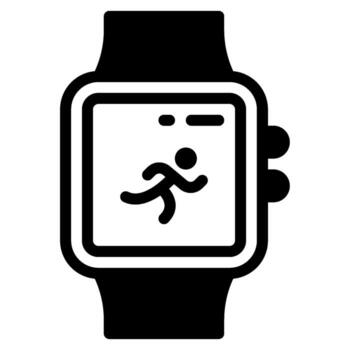 An apple watch icon with a running man on the screen vector