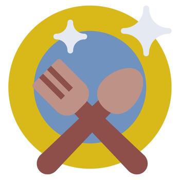 A fork and spoon in a circle with stars vector