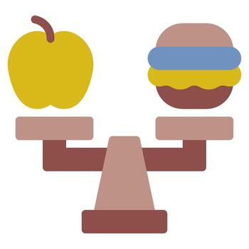 An apple and a hamburger on a scale vector