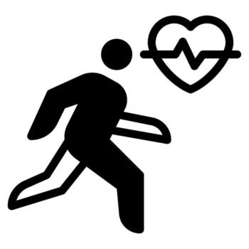A man running with a heart beat icon vector