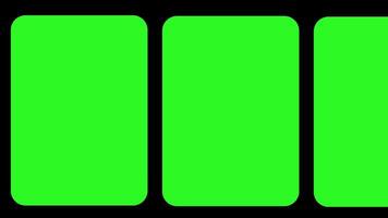 animerad grön paneler glidning vågrätt över svart bakgrund i en sömlös slinga video