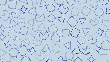 klotter fyrkant mönster av geometrisk former och Tal bubblor skapar en nyckfull lekfull bakgrund. video